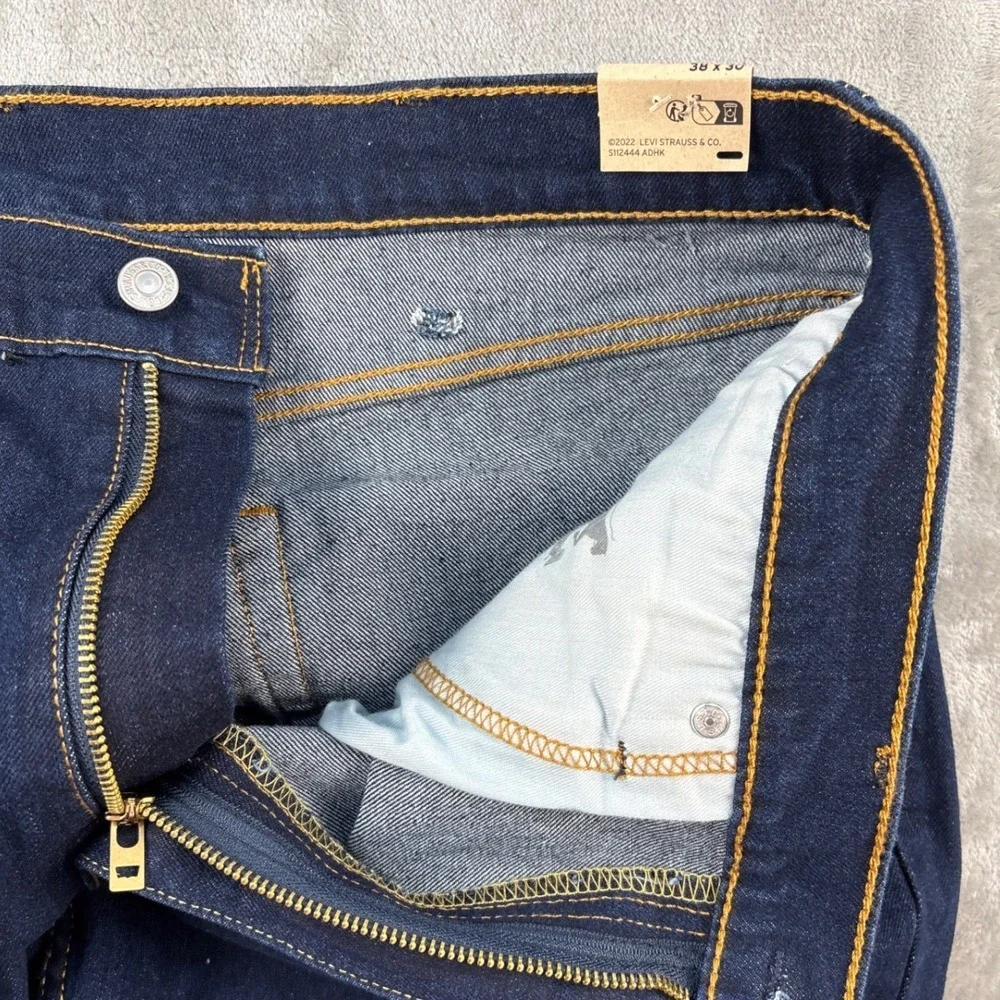 Levi's Jeans Mens 38x30 514 Straight Dark Wash Indigo Stretch Denim NEW